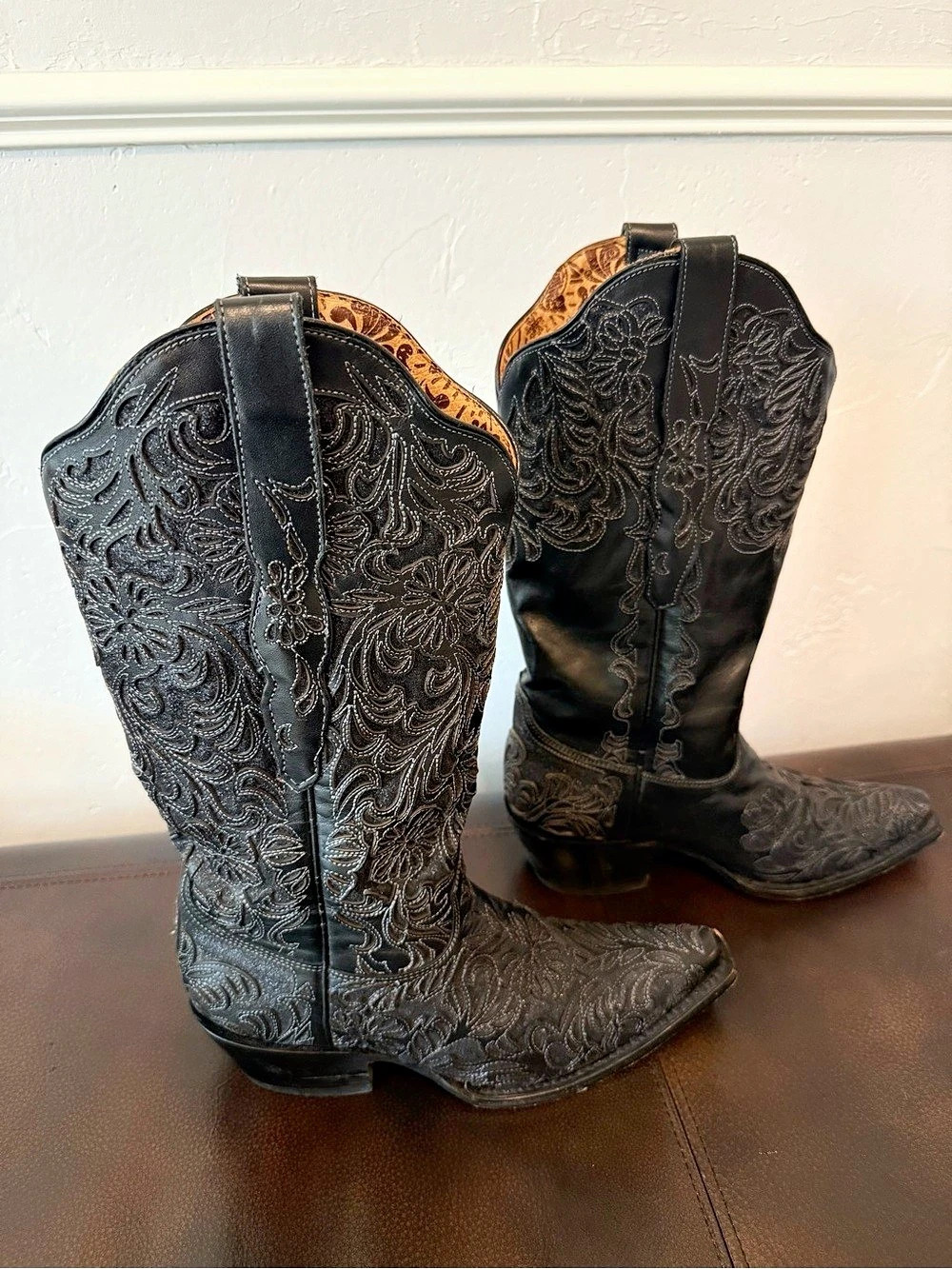 Corral Embroidered Western Boots Floral Black US 6.5
